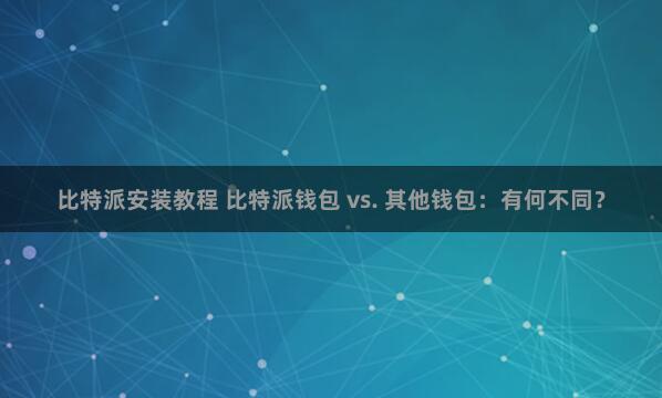 比特派安装教程 比特派钱包 vs. 其他钱包：有何不同？