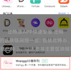 比特派APP快速安装 比特派钱包支持的区块链网络一览: 包括比特币、以太坊等主要区块链项目