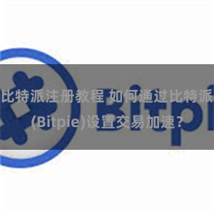 比特派注册教程 如何通过比特派(Bitpie)设置交易加速？
